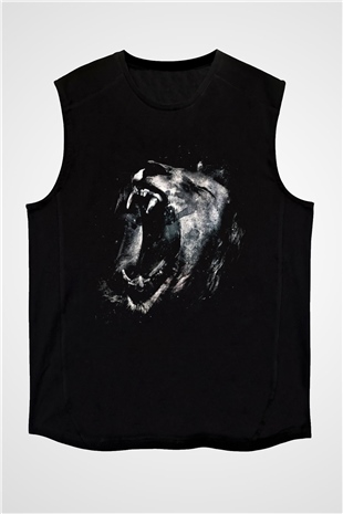 Aslan Siyah Unisex Kolsuz Tişört