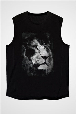 Aslan Siyah Unisex Kolsuz Tişört