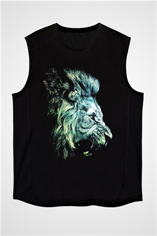 Aslan Siyah Unisex Kolsuz Tişört