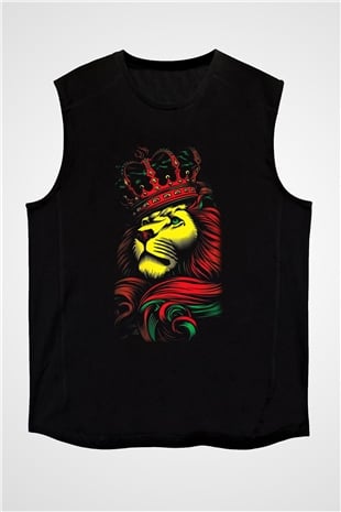 Aslan Siyah Unisex Kolsuz Tişört