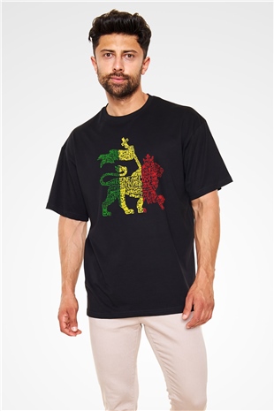 Aslan Siyah Unisex Oversize Tişört T-Shirt