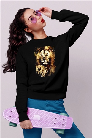 Aslan Siyah Unisex Sweatshirt
