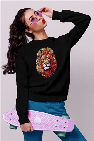Aslan Siyah Unisex Sweatshirt