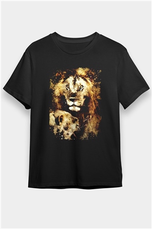 Aslan Siyah Unisex Tişört T-Shirt - TişörtFabrikası