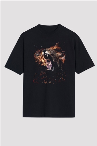 Aslan Siyah Oversize Tişört Oversize T-shirt - TişörtFabrikası