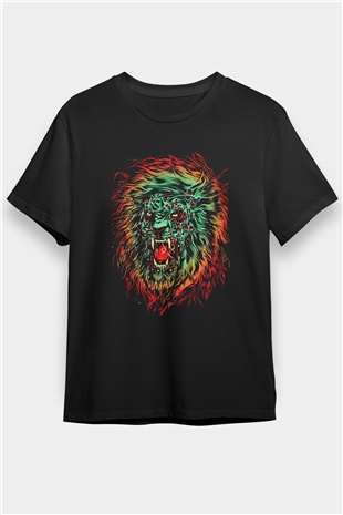 Aslan Siyah Unisex Tişört T-Shirt - TişörtFabrikası