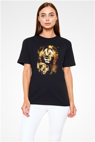 Aslan Siyah Unisex Tişört T-Shirt - TişörtFabrikası