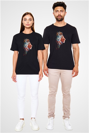 Aslan Siyah Unisex Tişört T-Shirt - TişörtFabrikası