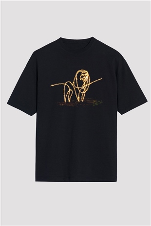Aslan Siyah Oversize Tişört Oversize T-shirt - TişörtFabrikası