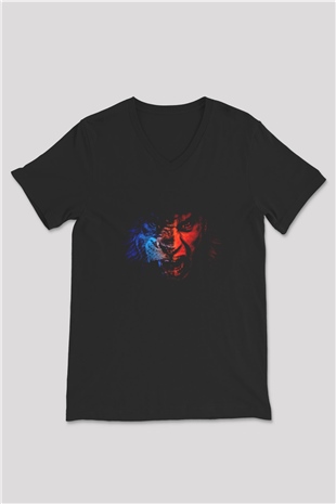 Aslan Siyah Unisex V Yaka Tişört