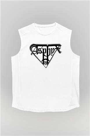 Asphyx Baskılı Beyaz Unisex Kolsuz Tişört - Tshirt