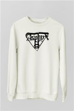 Asphyx Baskılı Beyaz Unisex Sweatshirt