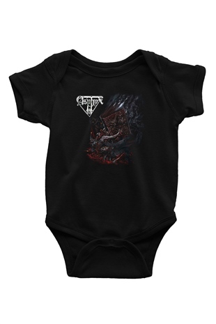 Asphyx Baskılı Unisex Siyah Bebek Body - Zıbın