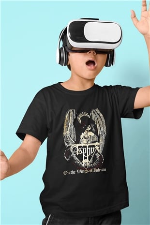Asphyx Baskılı Unisex Siyah Çocuk Tişört - Tshirt