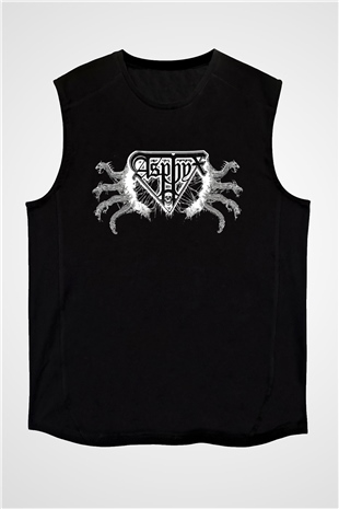 Asphyx Baskılı Unisex Siyah Kolsuz Tişört - Tshirt