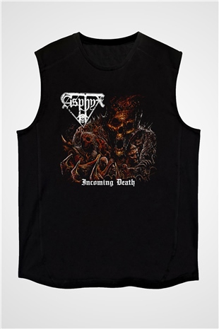 Asphyx Baskılı Unisex Siyah Kolsuz Tişört - Tshirt