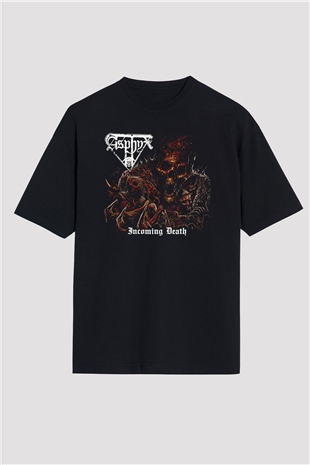Asphyx Baskılı Unisex Siyah Oversize Tişört - Tshirt
