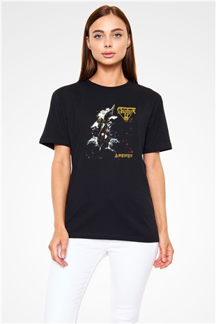 Asphyx Baskılı Unisex Siyah Tişört - Tshirt