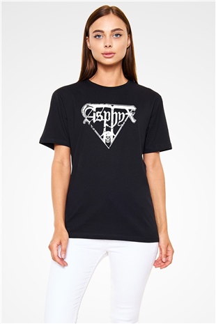 Asphyx Baskılı Unisex Siyah Tişört - Tshirt
