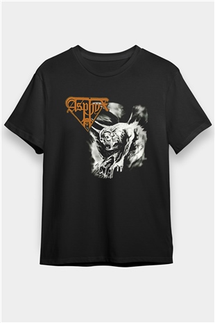 Asphyx Baskılı Unisex Siyah Tişört - Tshirt