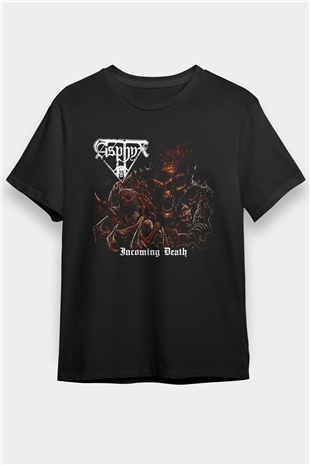 Asphyx Baskılı Unisex Siyah Tişört - Tshirt