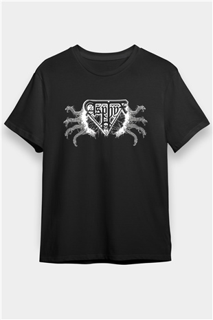 Asphyx Baskılı Unisex Siyah Tişört - Tshirt