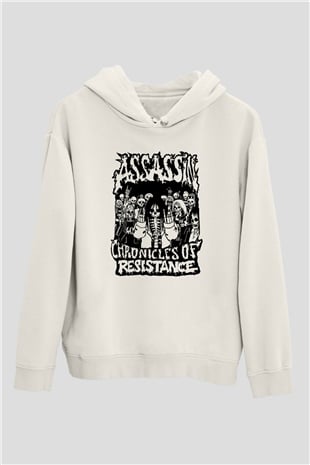 Assassin Baskılı Unisex Beyaz Hoodie