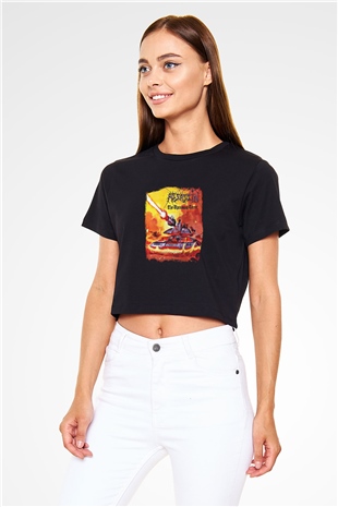 Assassin Baskılı Unisex Siyah Crop Top Tişört