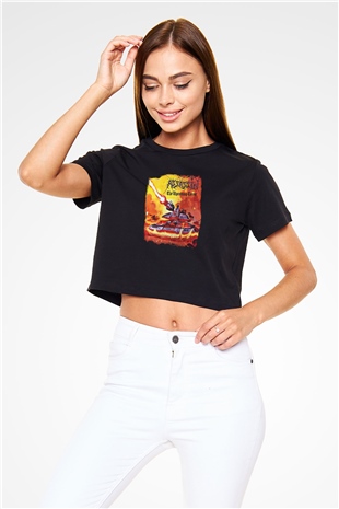 Assassin Baskılı Unisex Siyah Crop Top Tişört