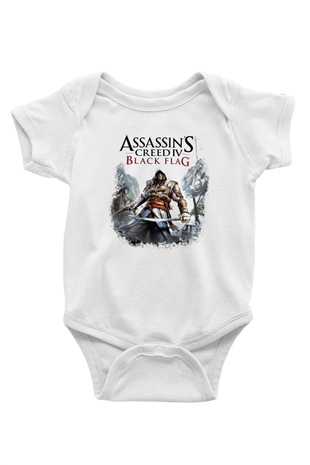 Assassins Creed Baskılı Beyaz Unisex Bebek Body - Zıbın