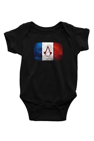 Assassins Creed Baskılı Siyah Bebek Body - Zıbın