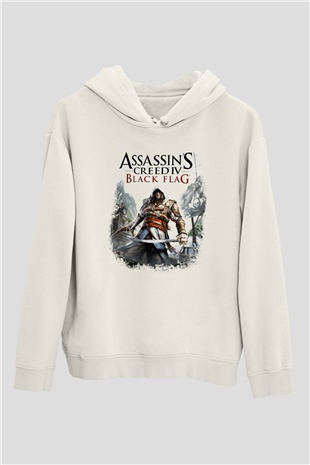 Assassins Creed Beyaz Unisex Kapşonlu Sweatshirt