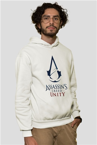 Assassins Creed Beyaz Unisex Kapşonlu Sweatshirt