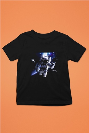 Asteroit Baskılı Siyah Unisex Çocuk Tişört