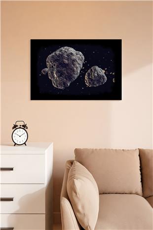 Asteroit Desenli Ahşap Mdf Tablo 40 cm x 60 cm