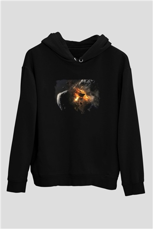 Asteroit Siyah Unisex Hoodie