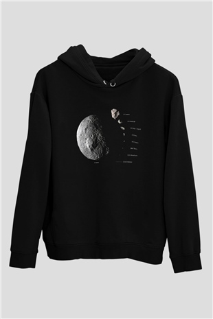 Asteroit Siyah Unisex Hoodie