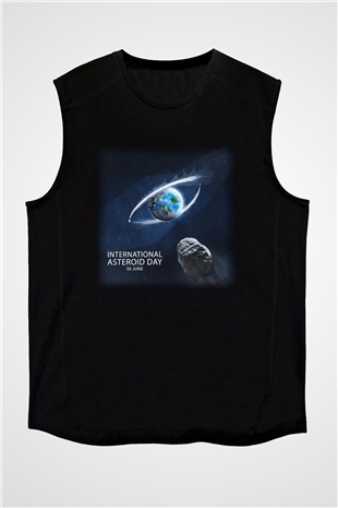 Asteroit Siyah Unisex Kolsuz Tişört