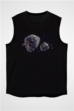 Asteroit Siyah Unisex Kolsuz Tişört