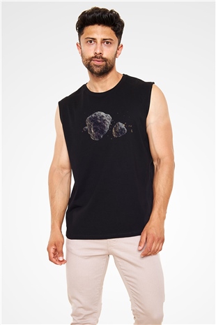 Asteroit Siyah Unisex Kolsuz Tişört