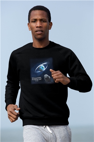 Asteroit Siyah Unisex Sweatshirt