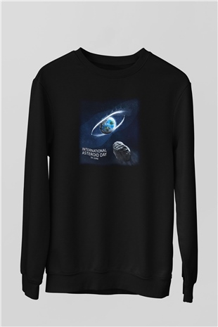 Asteroit Siyah Unisex Sweatshirt
