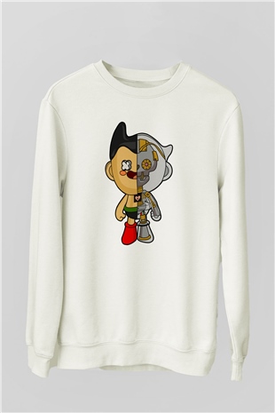 Astroboy Baskılı Unisex Beyaz Sweatshirt