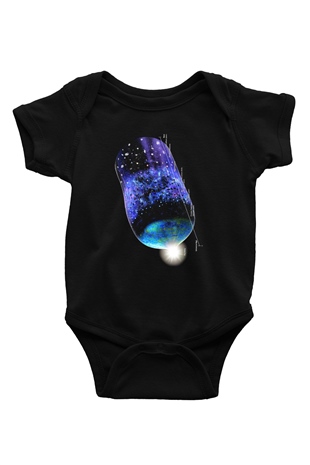 Astrofizikçi Baskılı Siyah Bebek Body - Zıbın