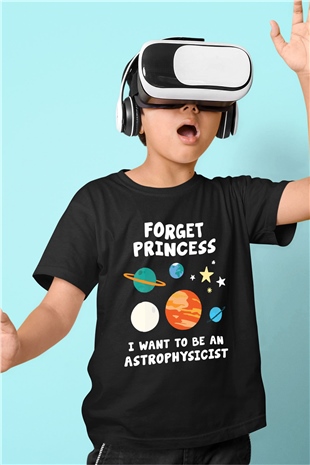 Astrofizikçi Baskılı Siyah Unisex Çocuk Tişört
