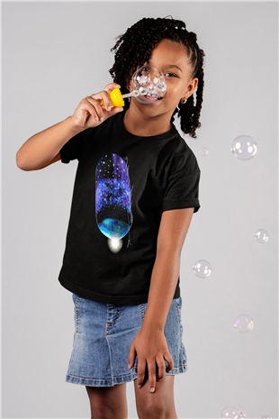 Astrofizikçi Baskılı Siyah Unisex Çocuk Tişört