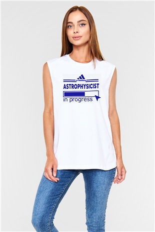Astrofizikçi Beyaz Unisex Kolsuz Tişört