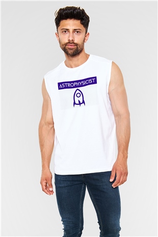 Astrofizikçi Beyaz Unisex Kolsuz Tişört