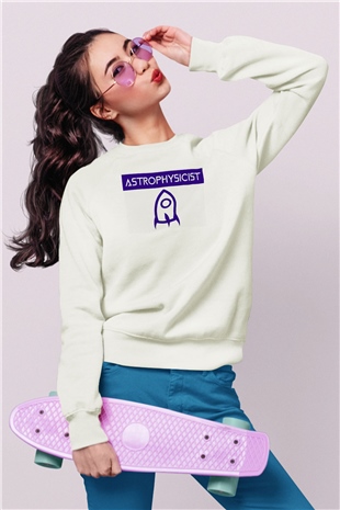 Astrofizikçi Beyaz Unisex Sweatshirt