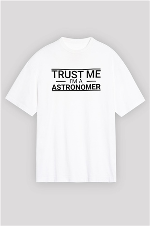 Astrofizikçi Beyaz Oversize Tişört Oversize T-shirt - TişörtFabrikası